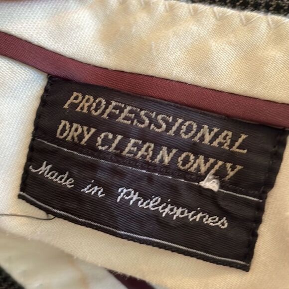 Vtg Burt Pulitzer black/gray small herringbone wool pleat front cuff hem… - Picture 6 of 8